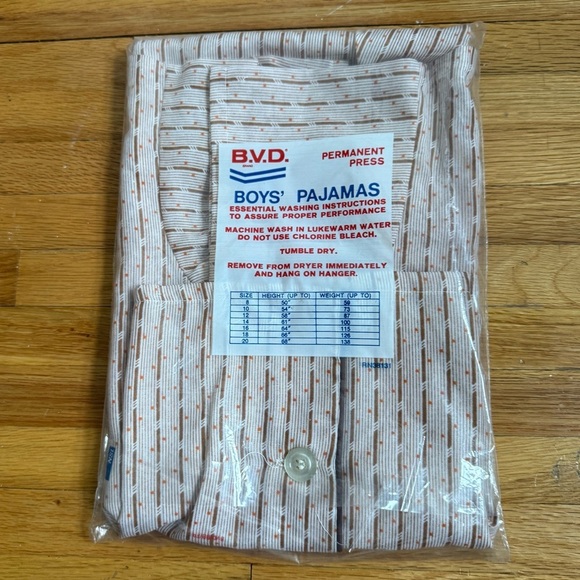 Vintage BVD Flame‑Resistant Permanent‑Press Pajamas Boys Size 8 Orange / Brown - Picture 5 of 6